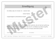 Einwilligung zahnärztlicher Eingriff bei minderjährigen Patienten 1007024807 Einwilligung zahnärztlicher Eingriff bei minderjährigen Patienten 1007024807