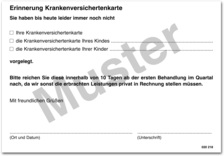 Erinnerung "Fehlende elektronische Gesundheitskarte" 1007024813 Erinnerung "Fehlende elektronische Gesundheitskarte" 1007024813