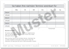 Terminzettel "Nächste Behandlung" (DIN A6 - Querformat) 1007024820 Terminzettel "Nächste Behandlung" (DIN A6 - Querformat) 1007024820