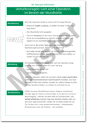 Patientenmerkblatt "Verhaltensregeln nach einer OP in der Mundhöhle" 1007024312 Patientenmerkblatt "Verhaltensregeln nach einer OP in der Mundhöhle" 1007024312