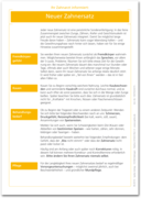 Patientenmerkblatt "Neuer Zahnersatz" 1007024315 Patientenmerkblatt "Neuer Zahnersatz" 1007024315