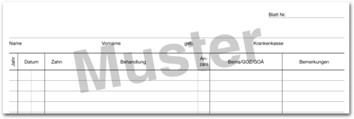 Krankenblatt B für DIN A5-Karteikarte 1007024120
