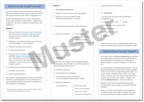 Einwilligung zum Knochenaufbau (Augmentation) 1007024410