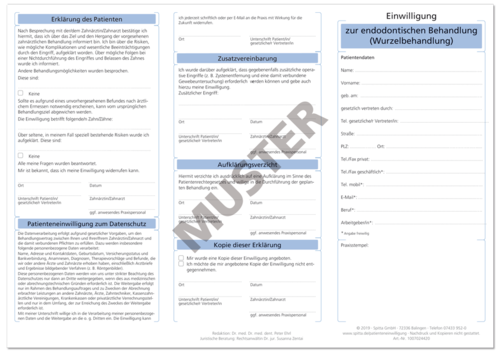 Einwilligung zur endodontischen Behandlung 1007024420