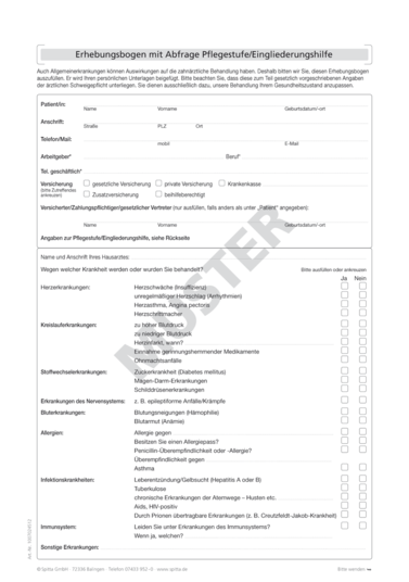 Anmeldeformular - Anamnese / Pflegegrad (DIN A4) 1007024512