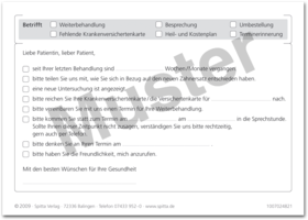 Mehrzweck Postkarte Patient Patienteninformation