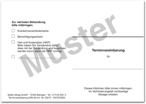 Klappkarte Terminvereinbarung 1007024822