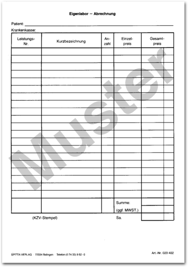 Formular Eigenlaborabrechnung 1007024828