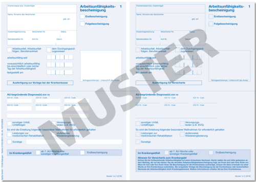 Arbeitsunfähigkeitsbescheinigung für Privatpatienten 1007024858