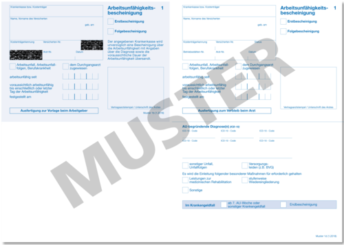 Arbeitsunfähigkeitsbescheinigung für Privatpatienten 1007024858