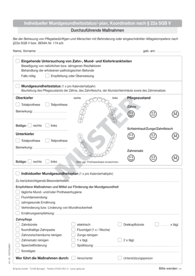 Formular Mundgesundheitsstatus nach §22a SGB V 1007024861