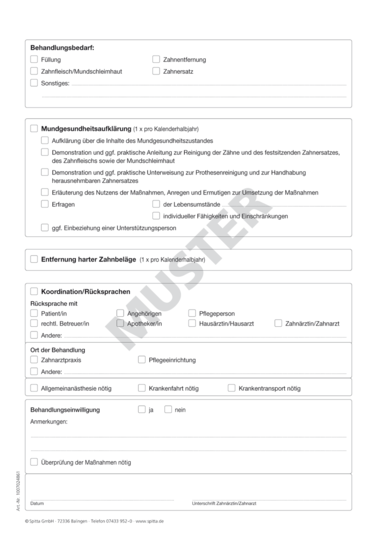 Formular Mundgesundheitsstatus nach §22a SGB V 1007024861