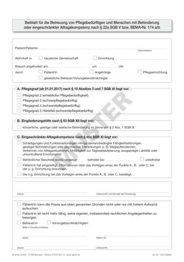 Beiblatt zu Mundgesundheitsstatus nach § 22a SGB V 1007024862