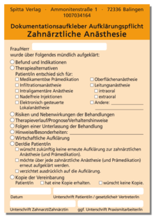 Dokumentationsaufkleber Aufklärungspflicht Zahnärztliche ...