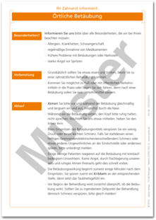 Patientenmerkblatt "Örtliche Betäubung" 1007024311