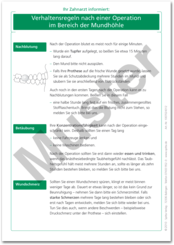 Patientenmerkblatt "Verhaltensregeln nach einer OP in der Mundhöhle" 1007024312