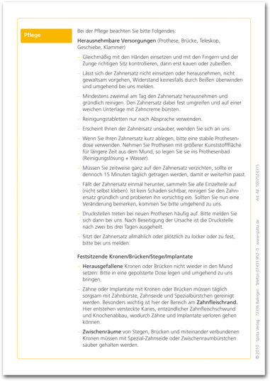 Patientenmerkblatt "Neuer Zahnersatz" 1007024315