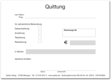 Quittungsformular für zahnärztliche Behandlung 1007024802