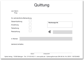 Quittungsformular für zahnärztliche Behandlung 1007024802