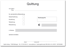 Quittungsformular für zahnärztliche Behandlung 1007024802