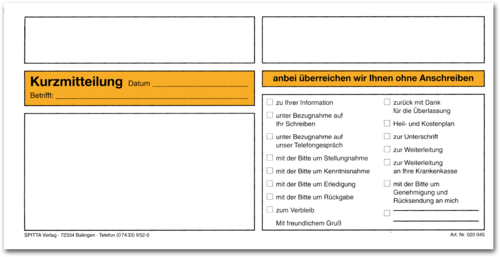 Kurzmitteilung selbstdurchschreibend, 2-fach (DIN lang) 1007024805