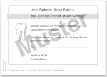 Postkarte "Vereinbarung Kontrolltermin" 1007024906