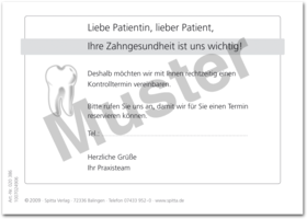 Postkarte "Vereinbarung Kontrolltermin" 1007024906