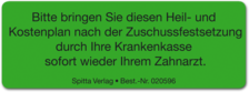 Aufkleber "Erinnerung Heil- und Kostenplan" 1007034136