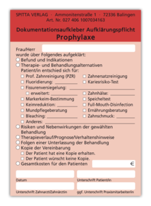 Dokumentationsaufkleber Aufklärungspflicht Prophylaxe 1007034163