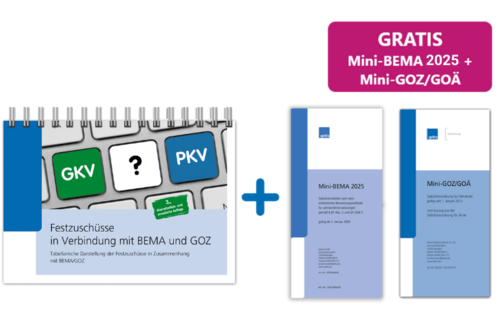 Kombi-Angebot: Festzuschüsse in Verbindung mit BEMA und GOZ mit Gratis Mini-BEMA 2025 und Mini-GOZ 1009901104