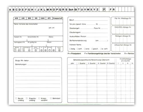 Spitta System Karteikarte mit Adressfeld gemäß Versichertenkarte - für Ärzte (DIN A5) 1007504120